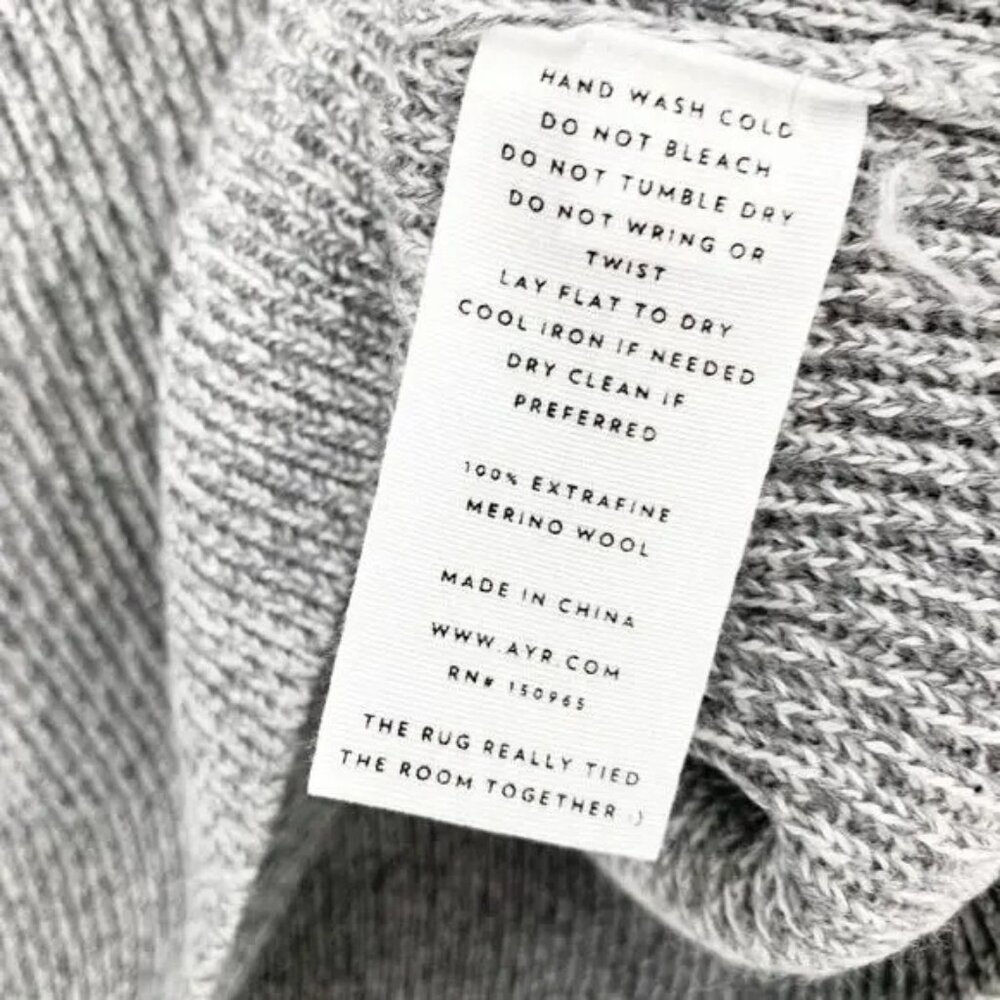 NWT AYR Sweater The Sloop Soft Gray TV Color Fuzzy Merino Wool - Picture 4 of 6